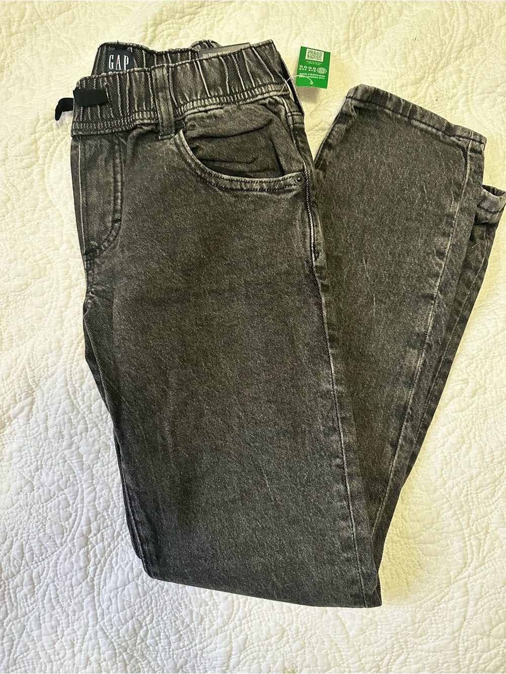 GAP Boys Washed Black Elastic Waist Jogger Jeans